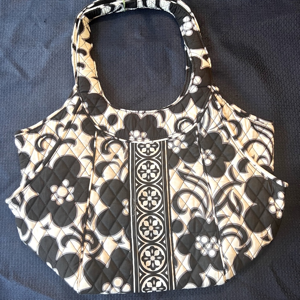 VERA BRADLEY Night and Day Side By Side Tote Black White Floral Shoulder Bag NWT